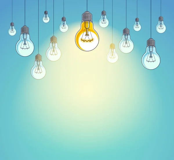 Idea Concept Think Different Light Bulbs Group Vector Illustration Single — Stock Vector