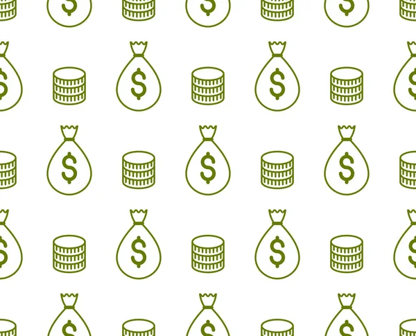 Bolsas Dinero Fondo Sin Costuras Telón Fondo Para Sitio Web — Vector de stock