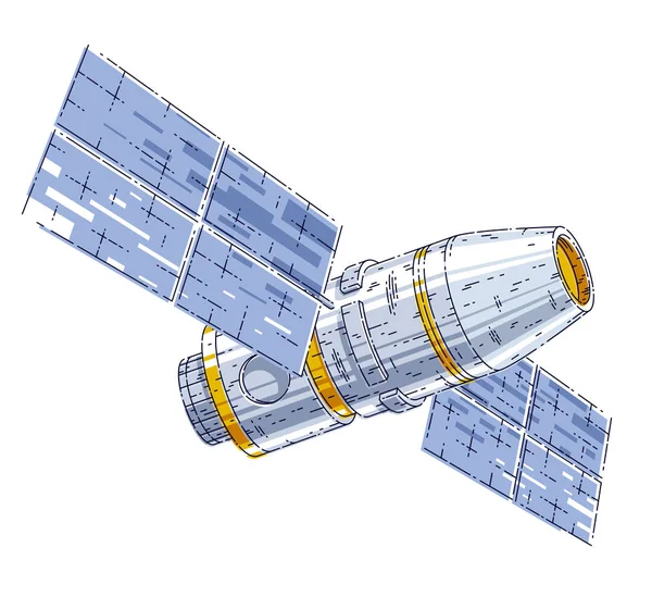 Stacja Kosmiczna Unosi Się Nieważkości Otwartej Przestrzeni Sztucznym Satelicie Kosmicznym — Wektor stockowy