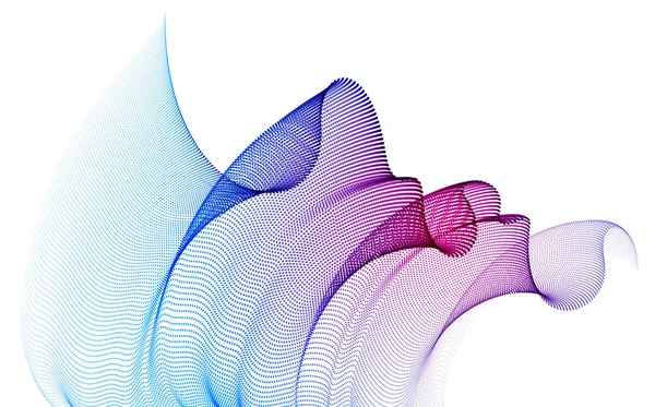 Flytande Partiklar Våg Transparent Tyll Textil Vind Dynamisk Rörelse Kurva — Stock vektor
