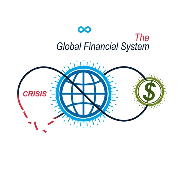 Logo Conceptual Crisis Global Financial System Único Símbolo Vectorial Sistema — Vector de stock