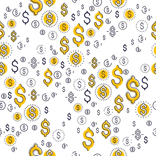 Financial Icon Set Seamless Background Dollar Currency Money Signs Backdrop — Stock Vector