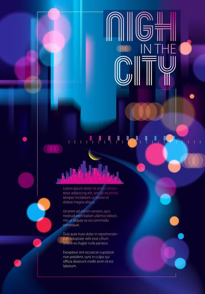 Noční Město Rozmazanými Světly Bokeh Textury Vektorové Ilustrace Rozmazat Barevné — Stockový vektor