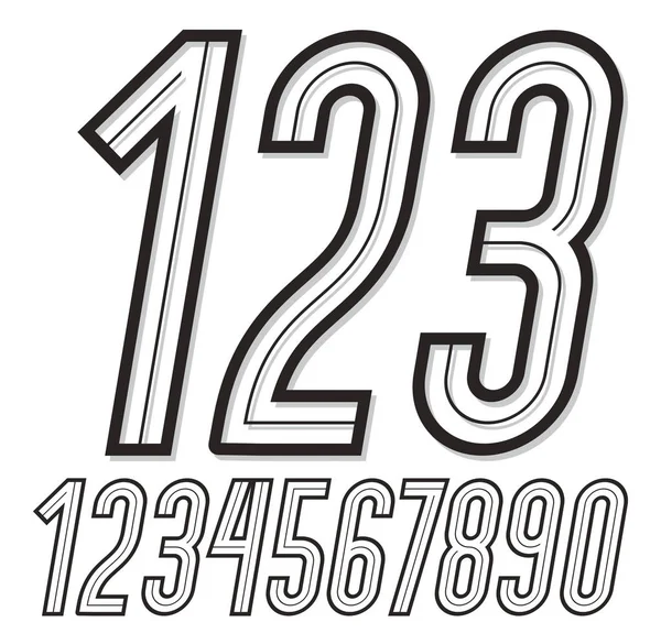Set Stylish Retro Tall Condensed Vector Digits Modern Numerals Collection — Stock Vector
