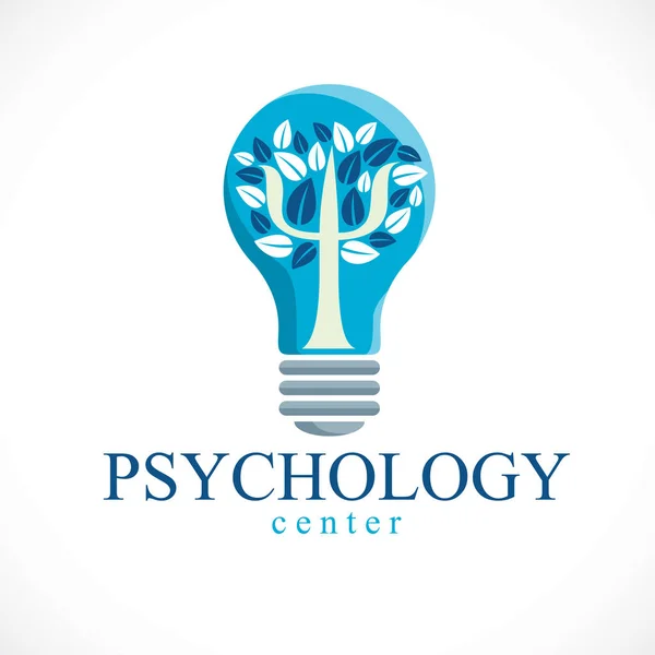 Concept Psychologie Logo Vectoriel Icône Créé Avec Symbole Grec Psi — Image vectorielle