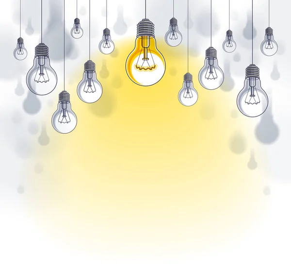 Light Bulbs Beautiful Vector Illustration Single One Shining Idea Concept — Stock Vector