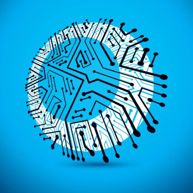 Vektör yuvarlak technol elektronik bileşenleri ile devre kartı