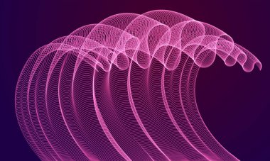 Karanlık, şeffaf tull akan dinamik sihirli parçacıkları dalga