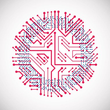 Teknoloji dev elektronik bileşenleri ile yuvarlak devre kartı