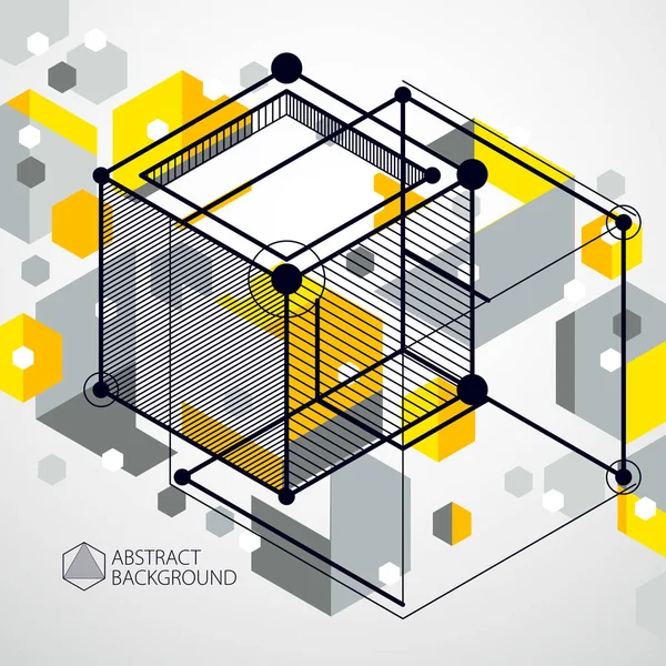 Wektor Abstrakcja geometryczna 3d cube wzór i żółty backgrou — Wektor stockowy