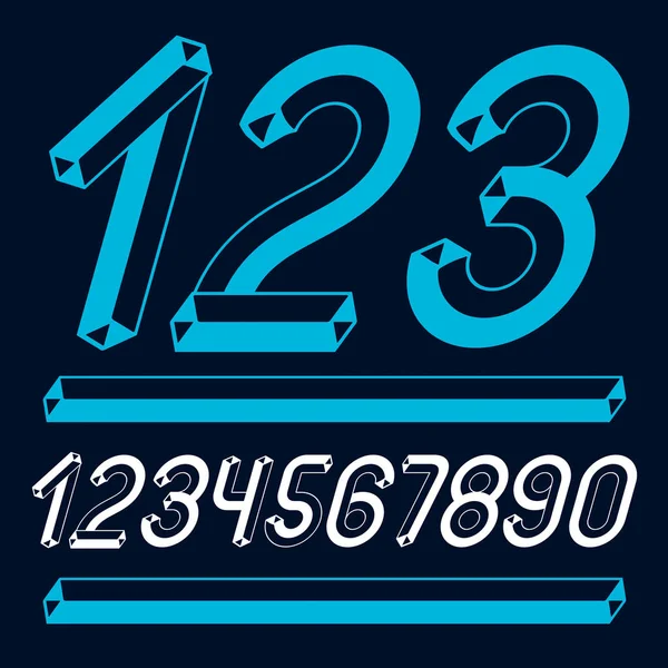 Trendy vintage vector digits, numerals collection. Retro italic — Stock Vector