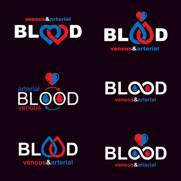Colección de emblemas vectoriales creados en la idea de donación de sangre, blo — Vector de stock