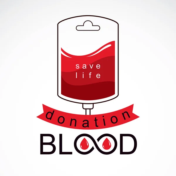 Kan bağışı için hazırlanan kan damlalık vektör çizim — Stok Vektör