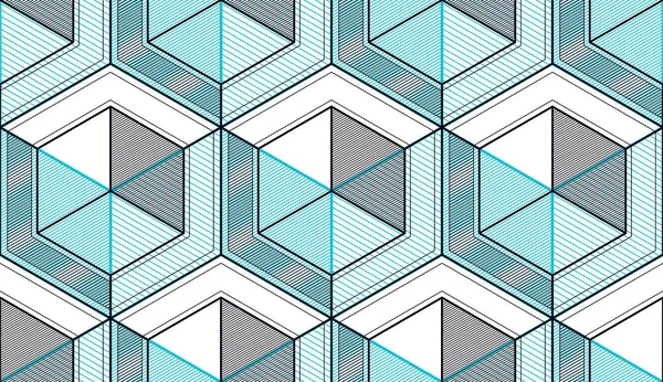 Geometrische Würfel abstraktes nahtloses Muster, 3D-Vektorhintergrund. — Stockvektor
