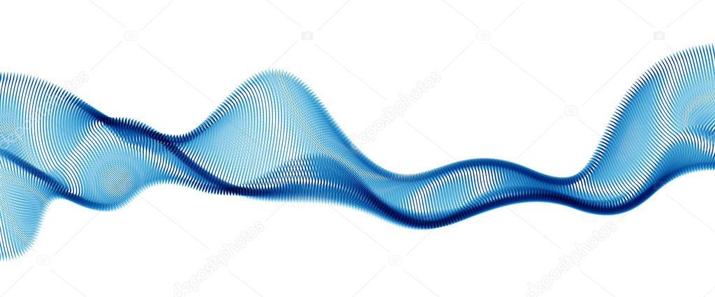 Sound wave, particles flow, effect in motion. dynamic vector abs
