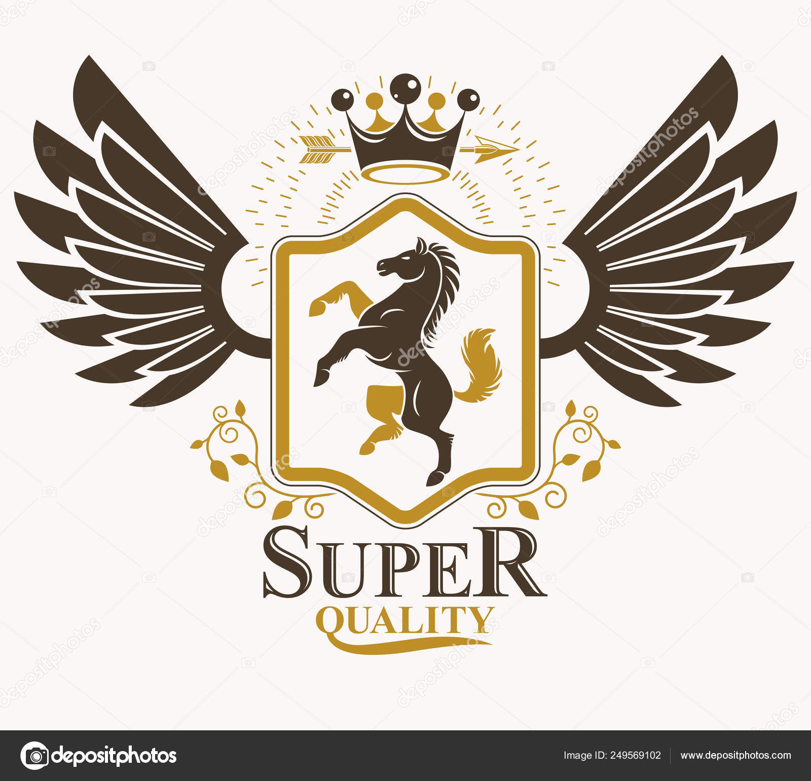 Vintage heraldry design template, vector emblem. Stock Illustration by