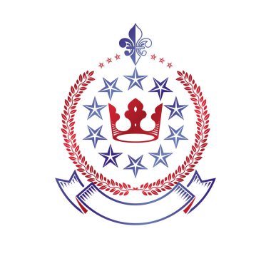Royal Crown amblemi. Hanedan vektör tasarım öğesi. Retro tarzı 