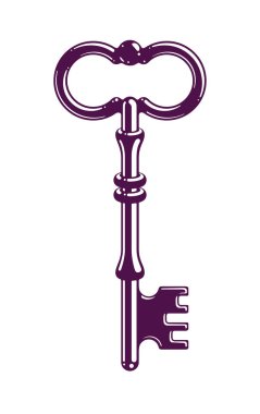 Vintage anahtar vektör logo veya kutsal kişilerin resmi, güzel antika anahtar teslimi illus