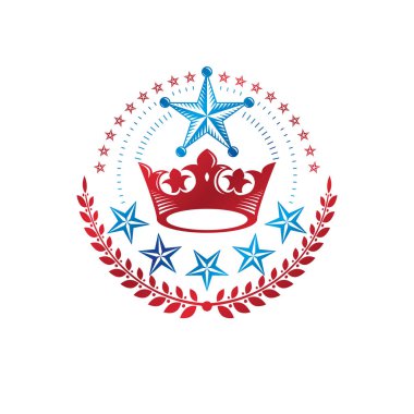 Görkemli taç, askeri Star amblemi. Hanedan arması deco