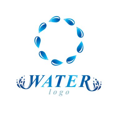 Vektör mavi berrak su damla işaret içinde şirket amblemi olarak kullanmak için