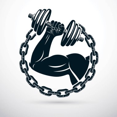 Dum tutan spor sporcu pazı kol vektör çizim