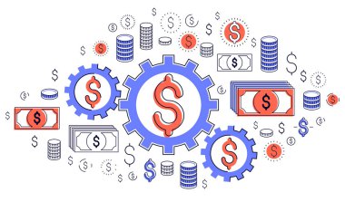 Ekonomi sistemi ve iş kavramı, vites ve mekanizma Dişliler wi