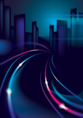 Trafik ışıkları gece şehir yolun bulanık ışıklar. Etkisi ve