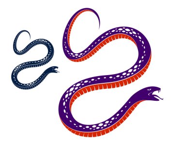 Zehirli yılan vintage dövme, vektör çizim agresif pred