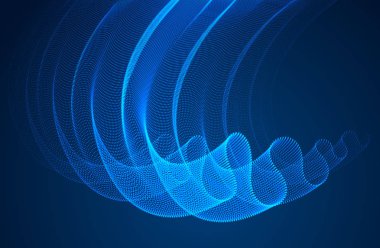 Dizi sihirli parçacıkların karanlık, dinamik dalga saydam akan