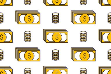 Sorunsuz arka plan, dolar para birimi para işareti, bac nakit para