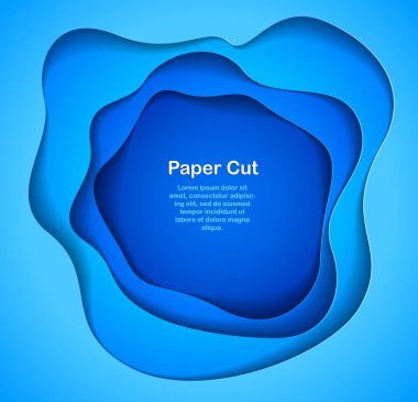kağıt ile 3D soyut mavi arka plan şekilleri kesim. Vektör illust