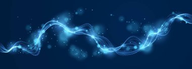 Karanlık soyut vektör backgro üzerinden akan parçacıkların dalga çizgi