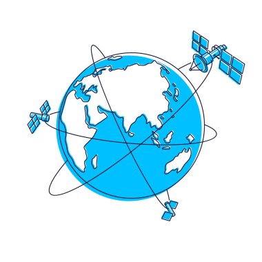 Dünya, iletişim tec çevresinde yörünge uçuş uçan uydular