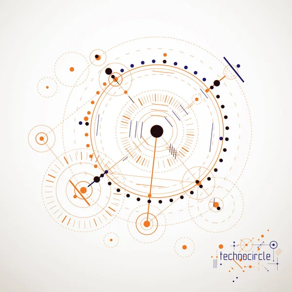 Engenharia tecnologia vetorial papel de parede feito com círculos e li — Vetor de Stock