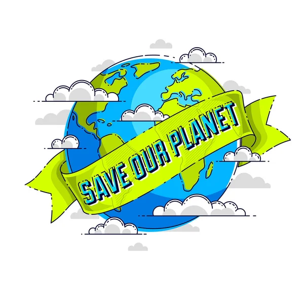 Día Mundial de la Tierra, ecología ecológica, cambio climático — Vector de stock