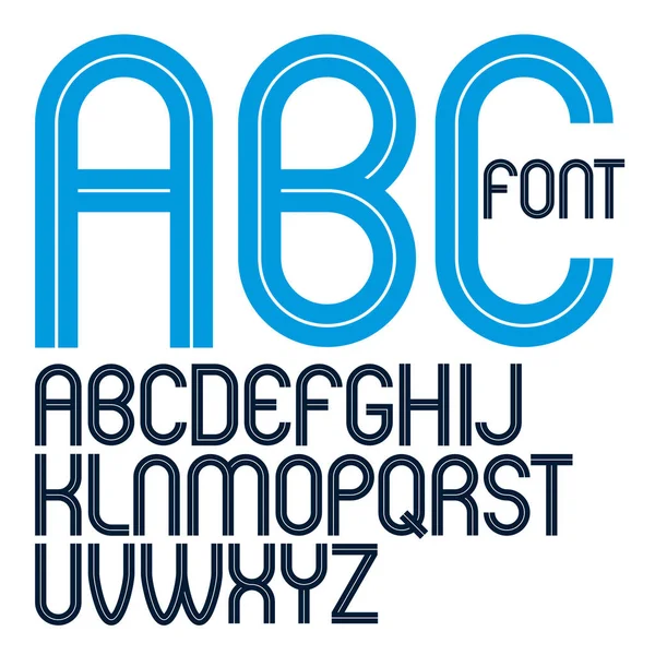 Vektor Großbuchstaben abgerundet Alphabet Buchstaben mit weißen Linien — Stockvektor