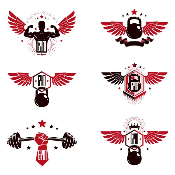 Fitness ve ağır spor salonu spor kulübü logo şablonlar, retro