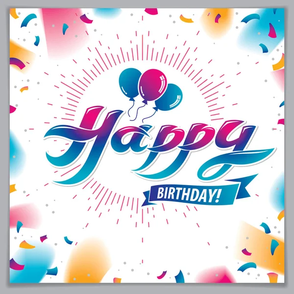 Happy Birthday beautiful greeting card vector design. Includes b — Stock Vector