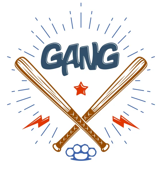Kije baseballowe przekroczył wektor gangu logo lub znak, gangste — Wektor stockowy