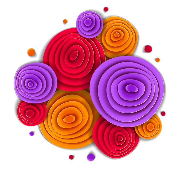 Conception avec des fleurs dans le style de coupe de papier, illustrations florales vectorielles — Image vectorielle