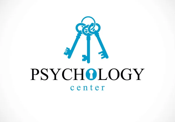 Mentális egészség és a pszichológia elméleti logó vagy ikon, psychoanal — Stock Vector