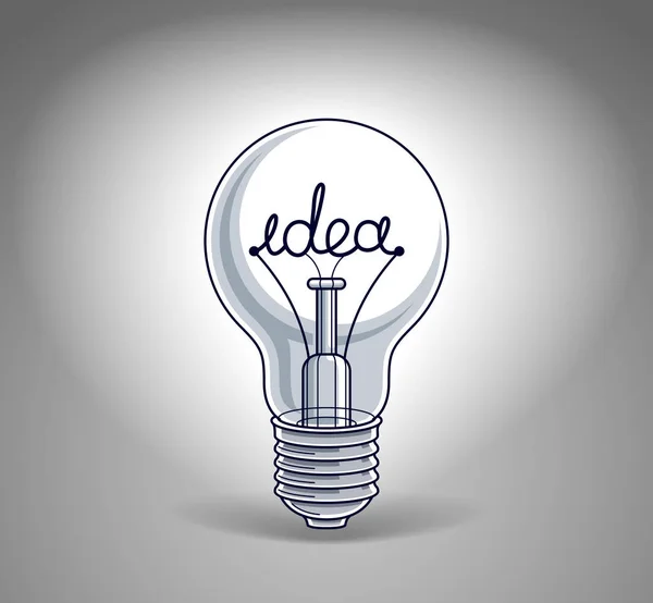 Light bulb koncept med tanken ordet istället för volframtråd, beau — Stock vektor