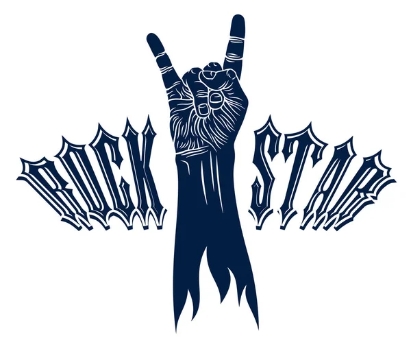 Rock tangan tanda, musik panas Musik Rock and Roll gerakan, Hard Rock festi - Stok Vektor
