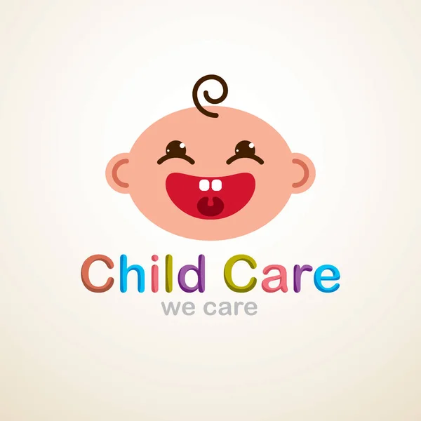 Vecteur, icône, logo, sourire, visage, bébé, enfant, enfant, jeune, enfant — Image vectorielle