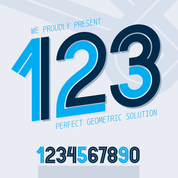 Set of vector numbers made with white lines, can be used for log