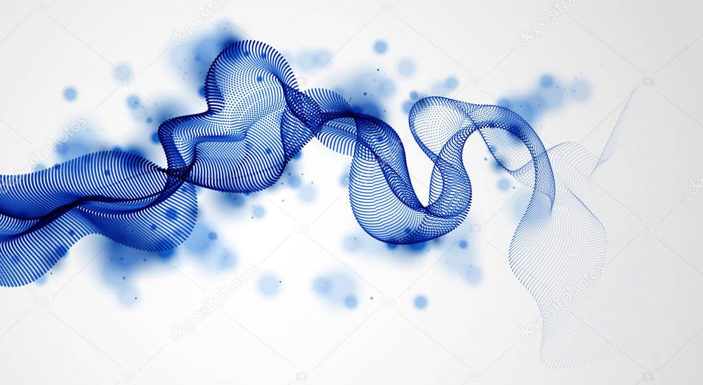 Wave line of flowing particles abstract vector background, smoot