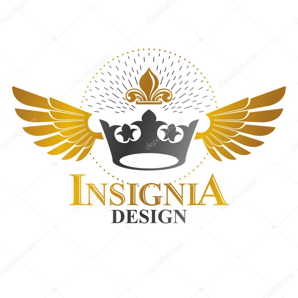 Imperial Crown emblem. Heraldic Coat of Arms, vintage vector logo. Retro logotype isolated on white background.