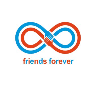 Sonsuzluk işareti ile iki el birbirine sonsuz FRIEN dokunmadan