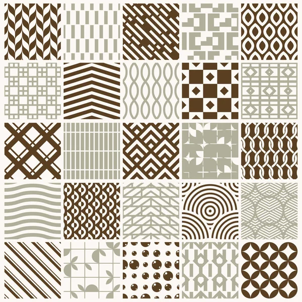 Set of vector endless geometric patterns composed with different — Stock Vector