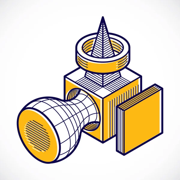 Engineering driedimensionale constructie, abstract vector trig — Stockvector